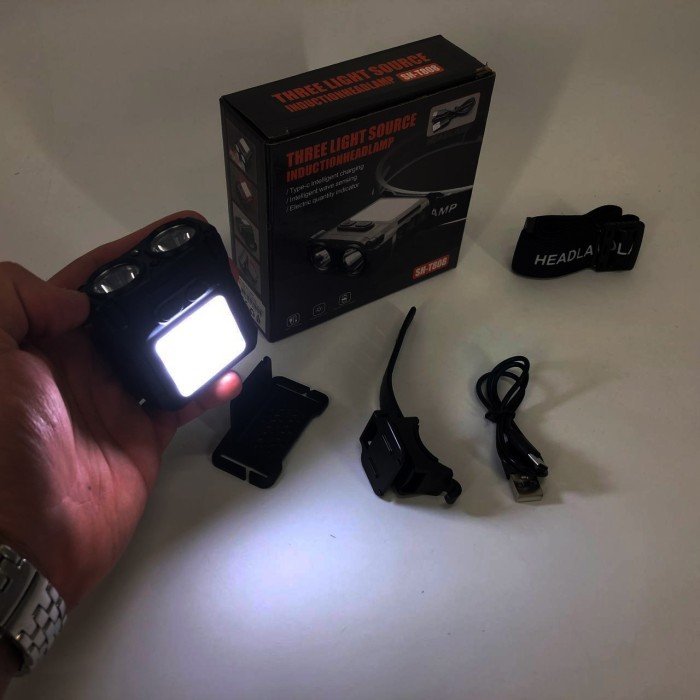 Налобний ліхтар для риболовлі кемпінгу SH-T808-2XPE-20SMD-white/red, Водонепроникний ліхтарик AZ-11
