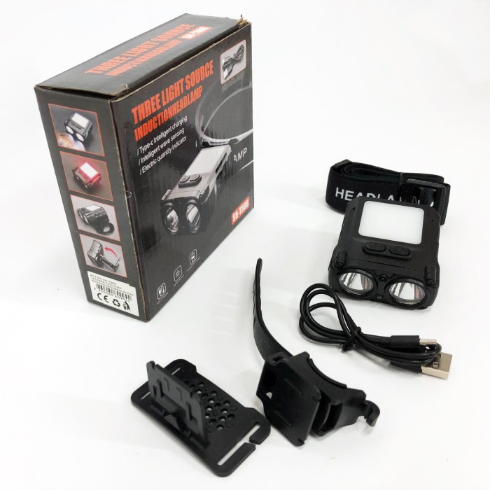 Ліхтар налобний SH-T808-2XPE-20SMD-white/red з датчиком руху, потужний налобний ліхтар для риболовлі