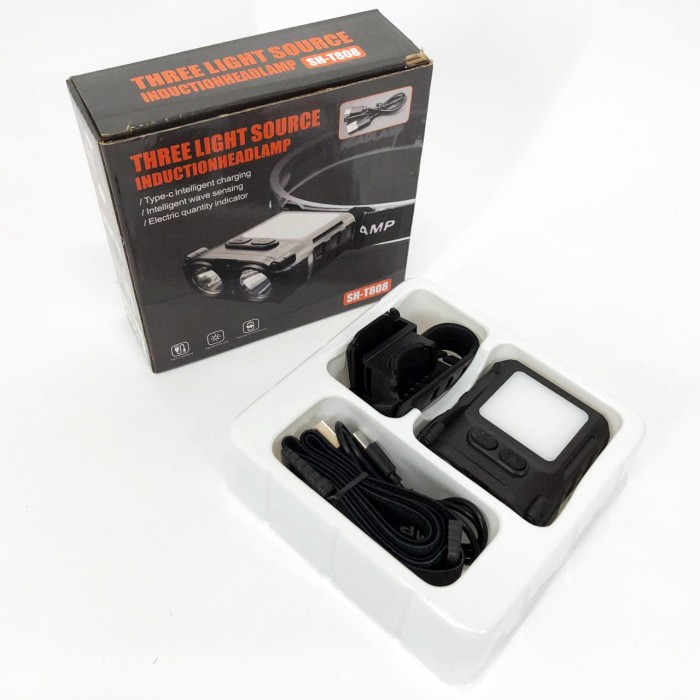 Ліхтар налобний SH-T808-2XPE-20SMD-white/red з датчиком руху, потужний налобний ліхтар для риболовлі
