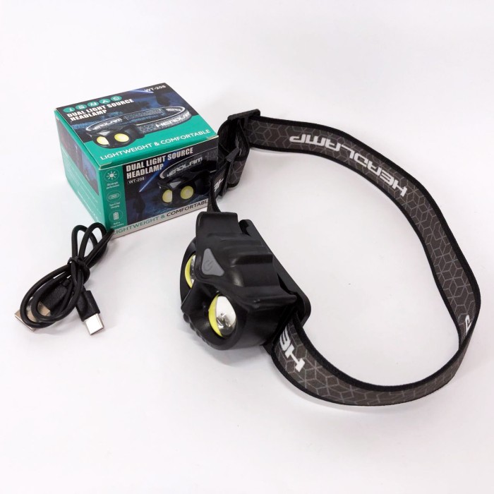 Компактний налобний ліхтар WT208 2COB, Ліхтар акумуляторний для риболовлі на лоб потужний YT-36