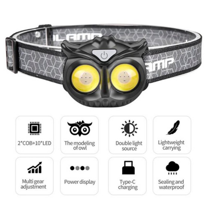 Налобний світлодіодний ліхтар WT208 2COB, Наголовний ліхтар Налобний на голову AM-60