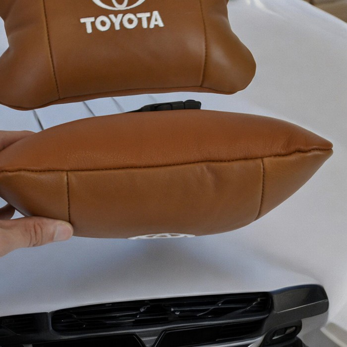 Набір шкіряних подушок 2шт на підголівник Toyota. Комфортні ортопедичні подушки,Тойота