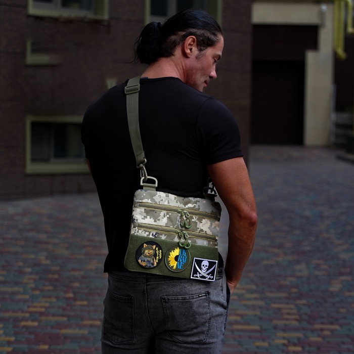 Чоловіча сумка-слінг тактична хакі, Чоловічі сумки через плече, Чоловіча стьобана сумка через плече ZI-44