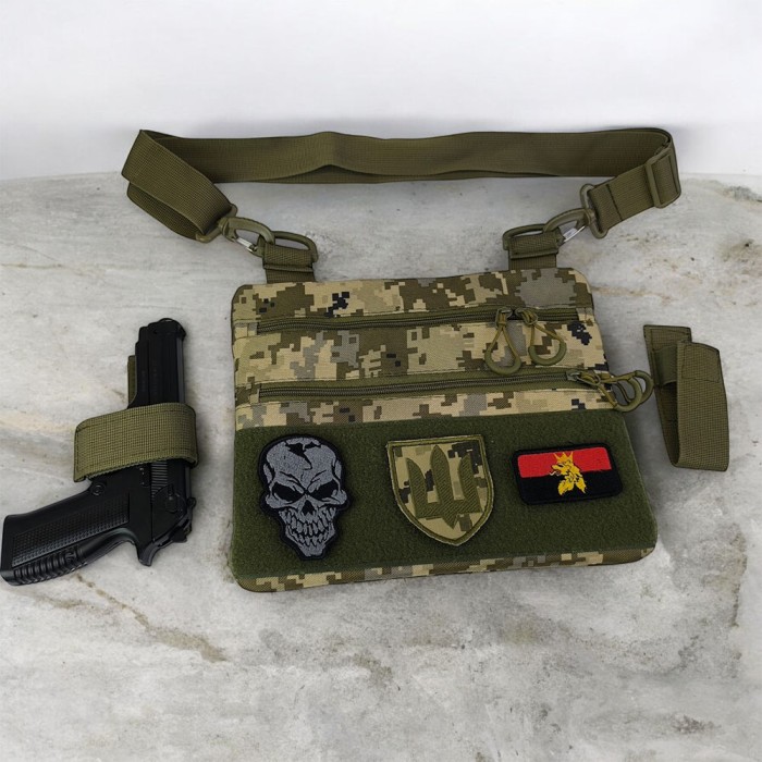 Чоловіча сумка-слінг тактична хакі, Чоловічі сумки через плече, Чоловіча стьобана сумка через плече ZI-44