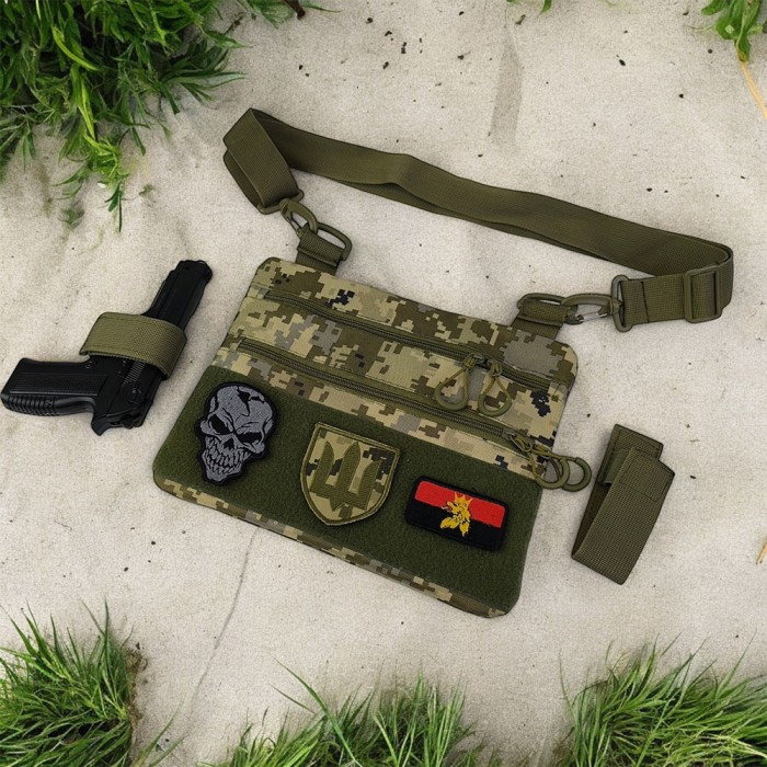 Чоловіча сумка-слінг тактична хакі, Чоловічі сумки через плече, Чоловіча стьобана сумка через плече ZI-44