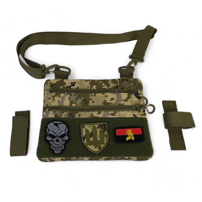 Чоловіча сумка-слінг тактична хакі, Чоловічі сумки через плече, Чоловіча стьобана сумка через плече ZI-44