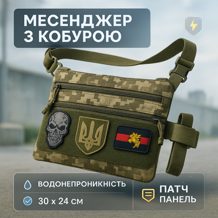Сумка-кобура піксель камуфляж, тактична чоловіча наплічна сумка з тканини кордури AOR -1