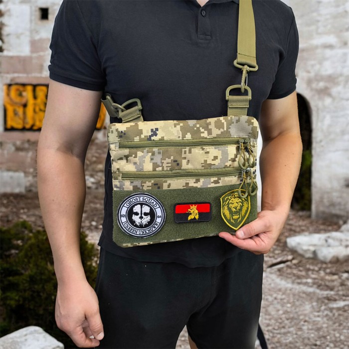 Тактична сумка на груди, Нагрудна сумка бананка містка Армійська військова на ногу NX-65