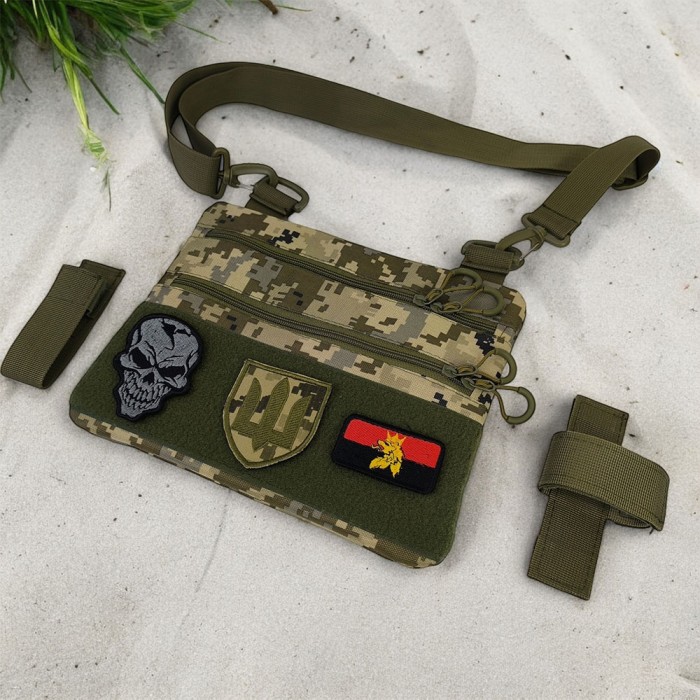 Тактична сумка з шевроном, Сумка пояс плече чоловіча тактична, Практична сумка-месенджер KV-63