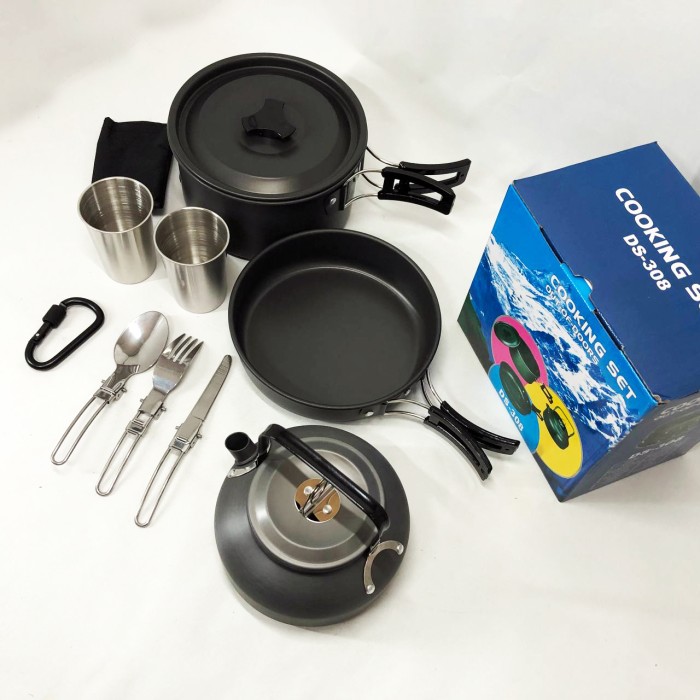 Набір посуду для кемпінгового примусу, Набір посуду для виїзду Посуд кемпінгу з каструлями OT-37