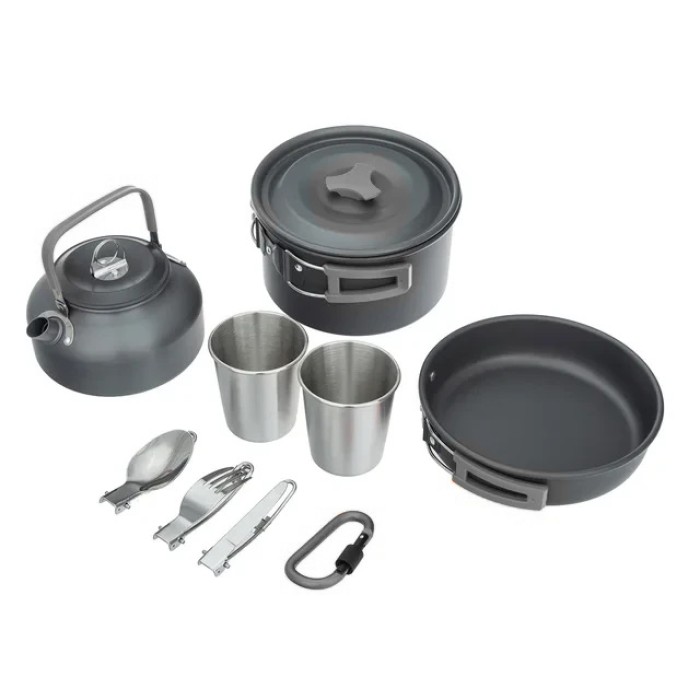 Набір посуду для кемпінгового примусу, Набір посуду для виїзду Посуд кемпінгу з каструлями OT-37