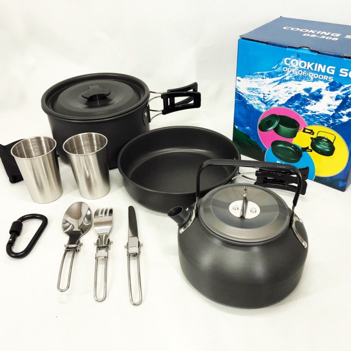 Набір посуду для кемпінгового примусу, Набір посуду для виїзду Посуд кемпінгу з каструлями OT-37