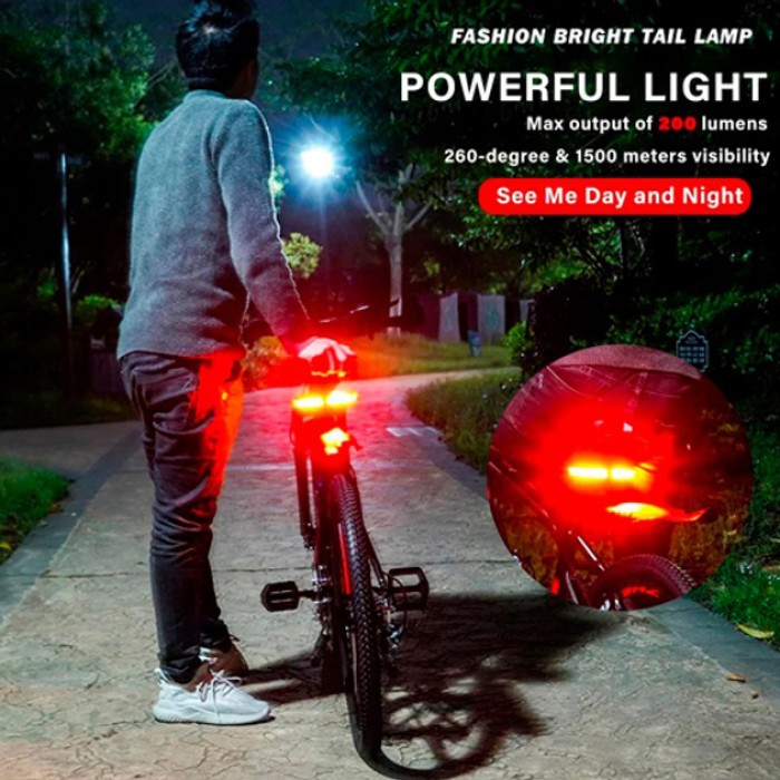 Ліхтар для велосипеда з акумулятором і зарядкою, Ліхтар і заднє світло для велопоїздок JV-26