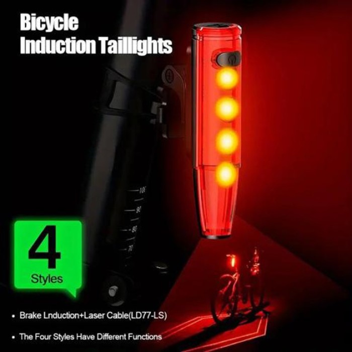 Ліхтарик велоліхтар LEADBIKE LD77-LS-4 LED, Велосипедний ліхтарик, Велоліхтар з LP-921 функцією стоп-сигналу