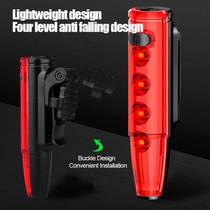 Велоліхтар LEADBIKE LD77-LS-4 LED з лазерною розміткою, Ліхтар акумуляторний світлодіодний велосипедний