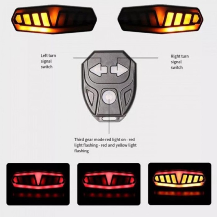 Мигалка з поворотниками для велосипеда, Велоліхтар з функцією стоп-сигналу, Задній стоп велосипед CN-19