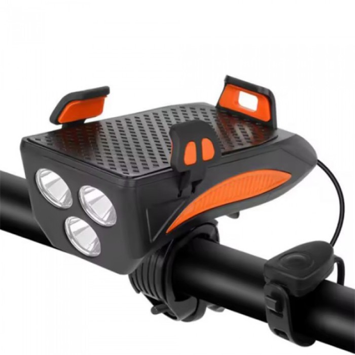 Ліхтар велосипедний з акумулятором FY-319B-3LM, Фара на кермо велосипеда, Велоліхтар протиударний LO-43