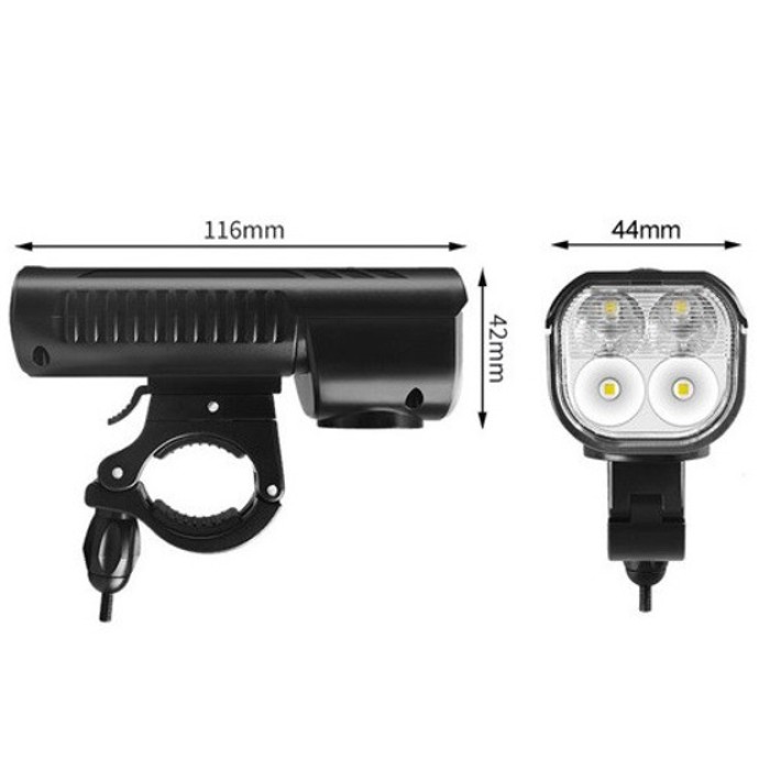 Ліхтар з велокріпленням і вбудованим акумулятором FY-336-4T6, Фара на кермо велосипеда MK-10