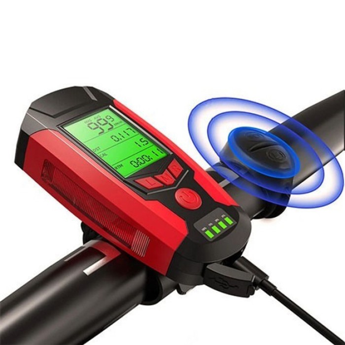Ліхтар для велосипеда із зарядним пристроєм AS0808-XPG+2LED(yellow)+2COB(red), BE-871 який перезаряджається