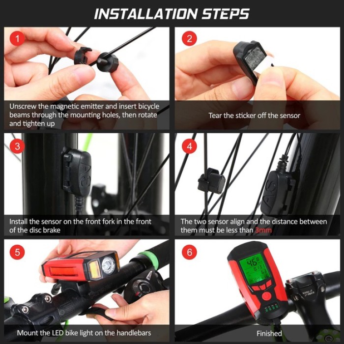 Ліхтарик для велосипедистів AS0808-XPG+2LED(yellow)+2COB(red), Вологостійкий ліхтар для велосипедів ZH-86
