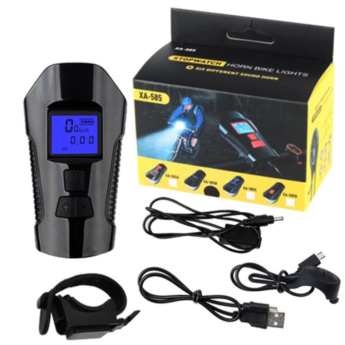 Велофара з комп'ютером та сигналом Waterproof XA-585-T6+2LED з виносною кнопкою, Фара велофара