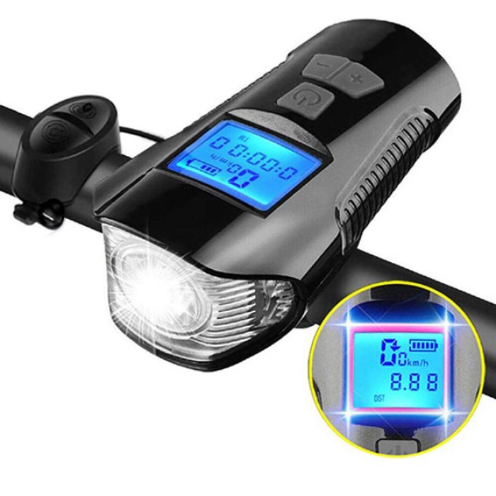 Велофара з комп'ютером та сигналом Waterproof XA-585-T6+2LED з виносною кнопкою, Фара велофара