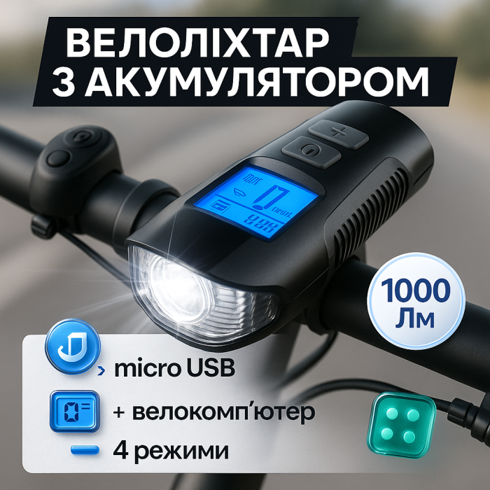 Потужний ліхтар для велосипеда з Li-Ion батареєю XA-585-T6+2LED, Освітлення для велосипеда SR-24