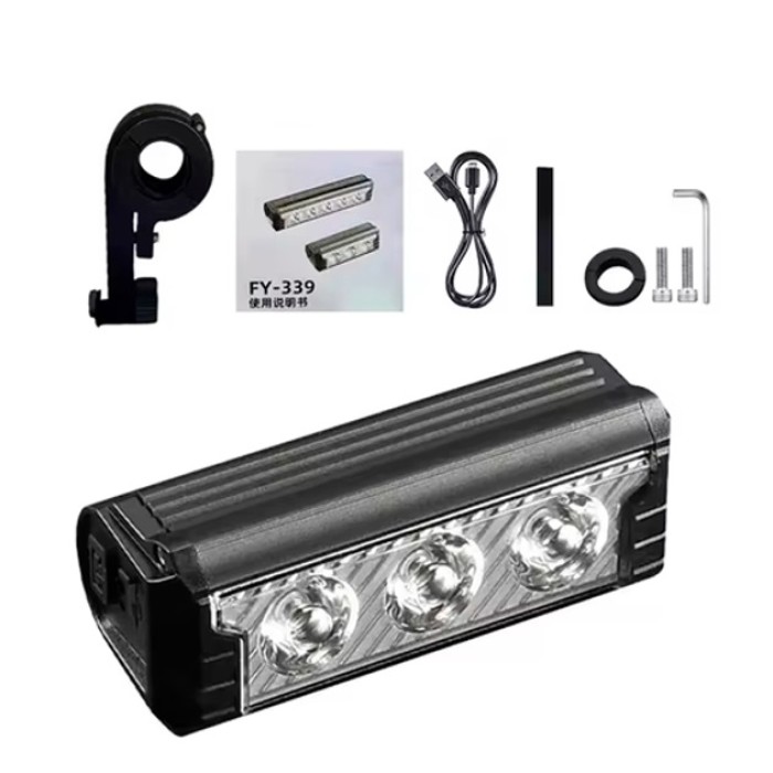 Велосипедне світло на кермо FY-339B-3LED(white+yellow), Ліхтар NL-394 велосипедний овальний