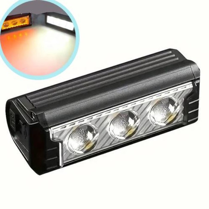 Велосипедний ліхтар із захистом від води FY-339B-3LED(white+yellow), Водонепроникний велоліхтар XV-33