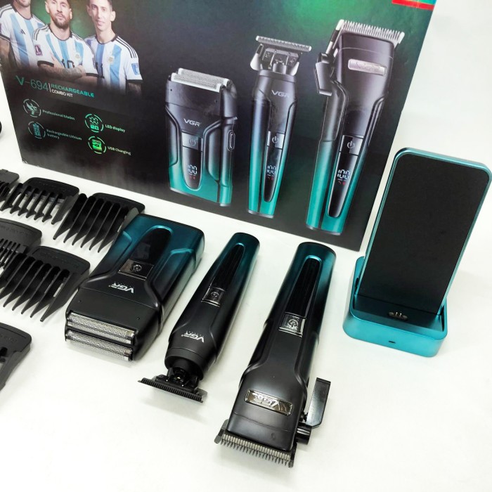 Машинка для стрижки з насадками бездротова VGR V-694, Перезаряджається набір для стрижки волосся WR-43