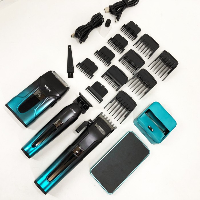 Професійний тример з насадками VGR V-694, Електрична машинка для стрижки потужна, Тример бездротовий TD-30