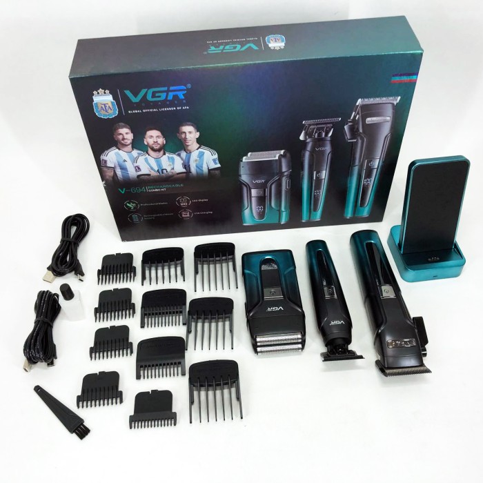 Професійний тример з насадками VGR V-694, Електрична машинка для стрижки потужна, Тример бездротовий TD-30