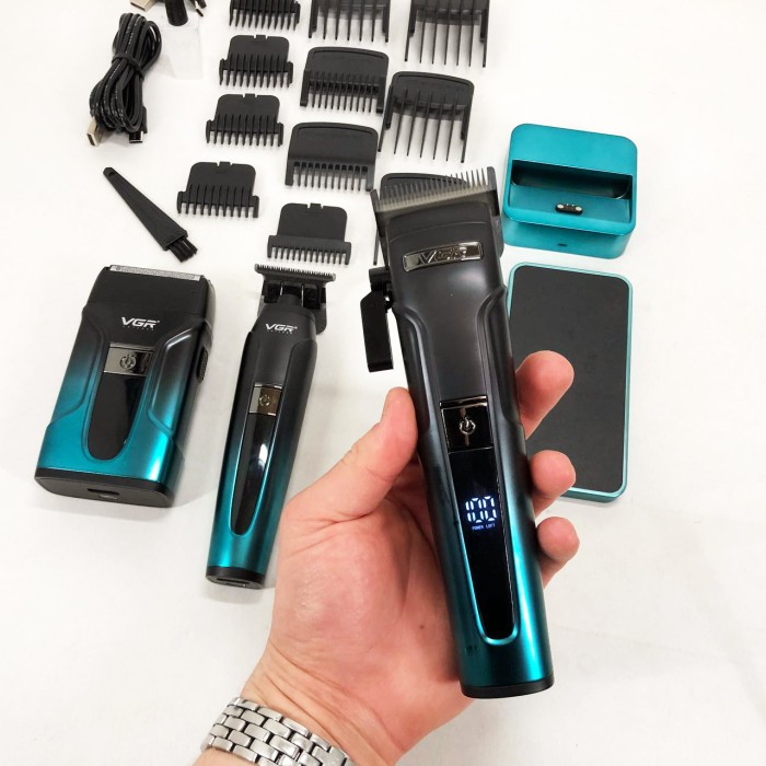 Професійний тример з насадками VGR V-694, Електрична машинка для стрижки потужна, Тример бездротовий TD-30