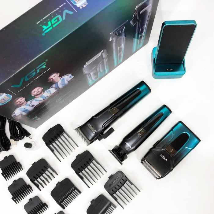 Професійний тример з насадками VGR V-694, Електрична машинка для стрижки потужна, Тример бездротовий TD-30