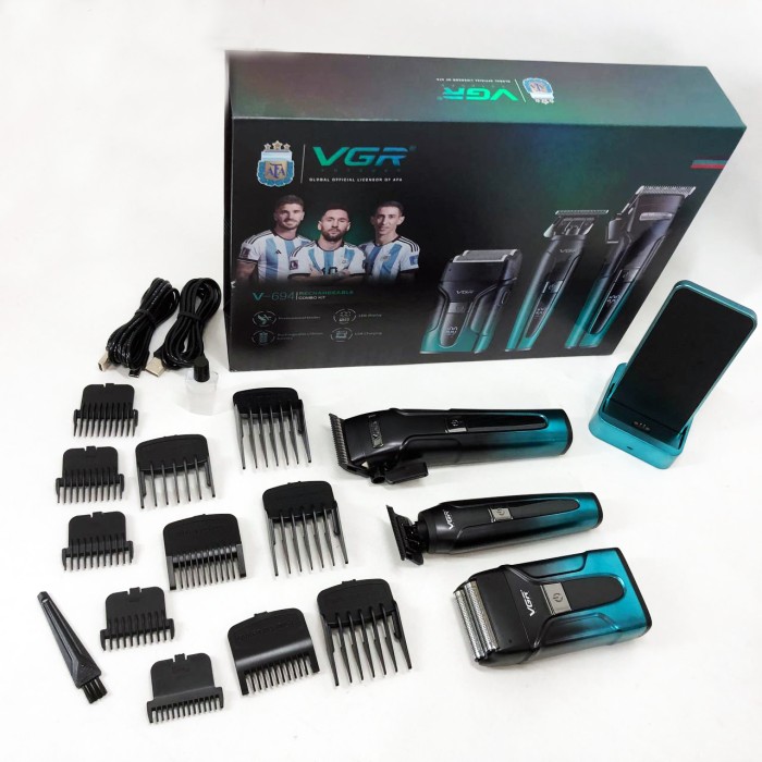 Професійний тример з насадками VGR V-694, Електрична машинка для стрижки потужна, Тример бездротовий TD-30