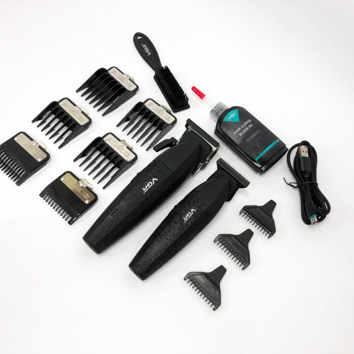 Професійний набір для стрижки волосся VGR V-640 акумуляторний Barber Combo PREMIUM. Колір: чорний
