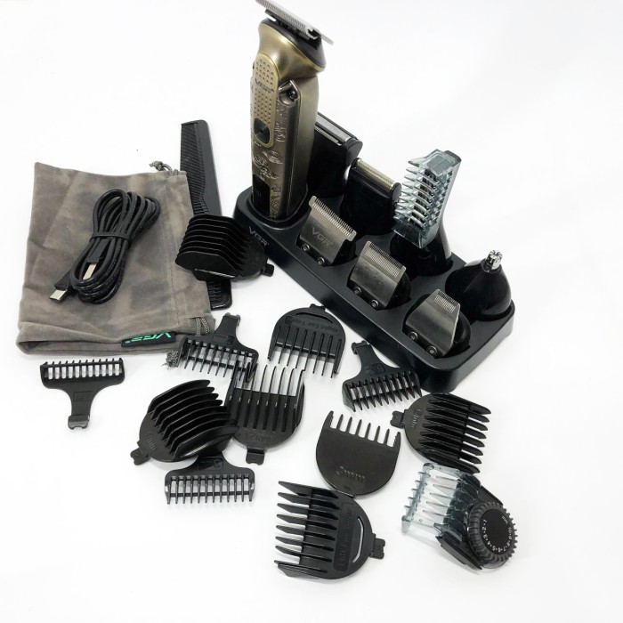 Бездротовий акумуляторний тример для стрижки волосся VGR 8 в 1 V-103, Тример з насадками різної довжини IP-47