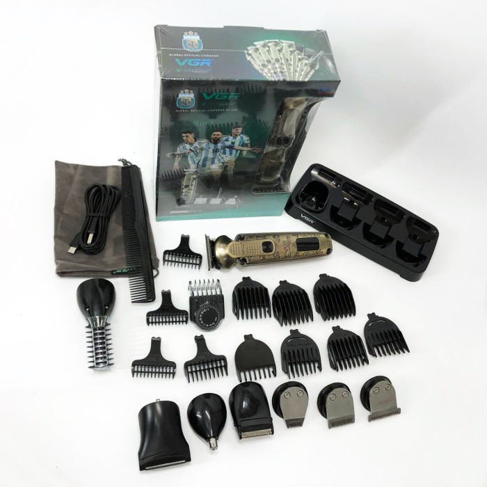 Бездротовий акумуляторний тример для стрижки волосся VGR 8 в 1 V-103, Тример з насадками різної довжини IP-47