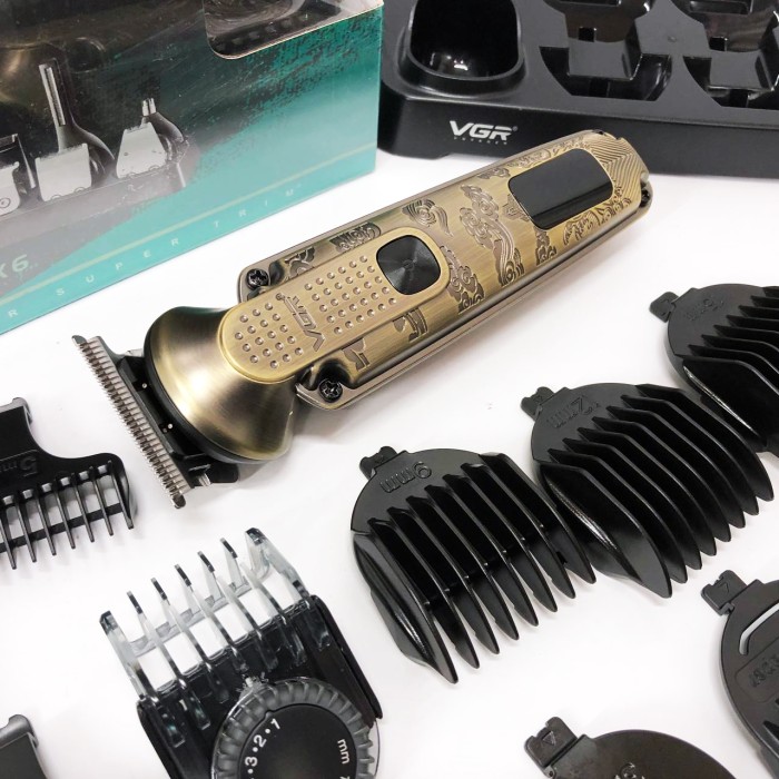 Бездротовий акумуляторний тример для стрижки волосся VGR 8 в 1 V-103, Тример з насадками різної довжини IP-47