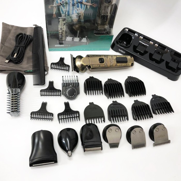 Бездротовий акумуляторний тример для стрижки волосся VGR 8 в 1 V-103, Тример з насадками різної довжини IP-47