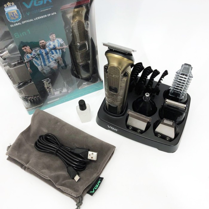 Тример бездротовий VGR 6 в 1 V-095, Машинка для стрижки з безліччю насадок, Хороший бездротовий тример FX-92