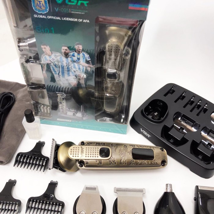 Тример бездротовий VGR 6 в 1 V-095, Машинка для стрижки з безліччю насадок, Хороший бездротовий тример FX-92