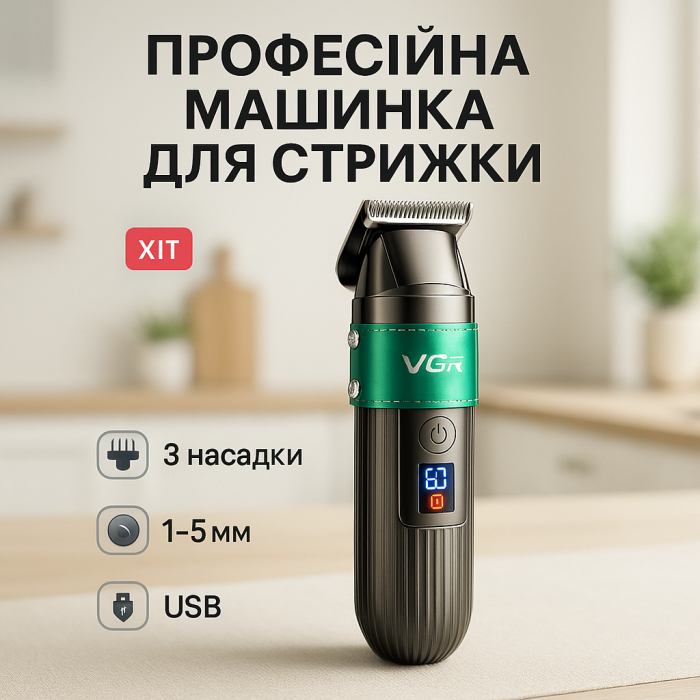 Електромашинка для волосся VGR V-929, Набір для стрижки з зарядкою Машинка стрижки від акб AT-91