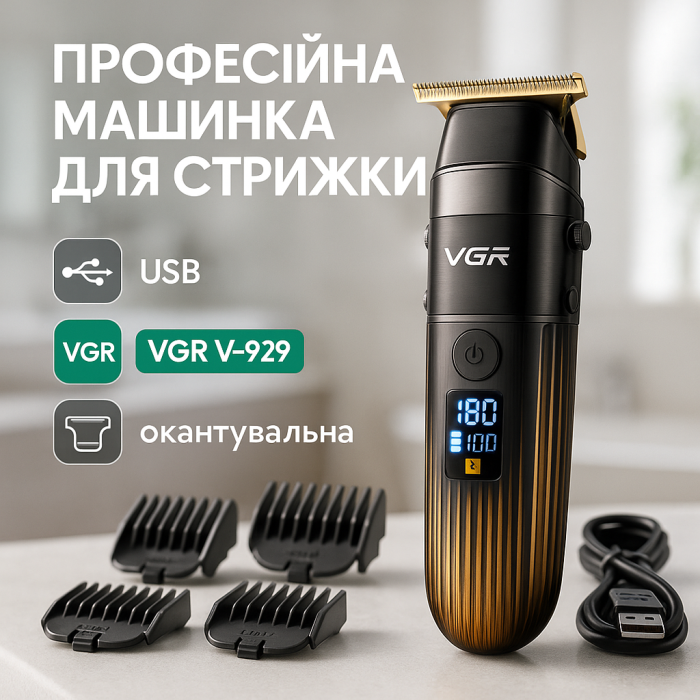 Професійна окантовочна машинка для стрижки волосся VGR, Машинка для стрижки волосся бездротова XP-81