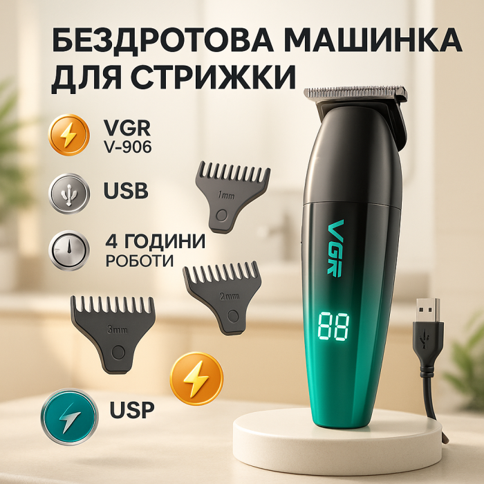 Акумуляторна машинка для стрижки волосся з насадками, Електрична акумуляторна машинка для стрижки SG-87