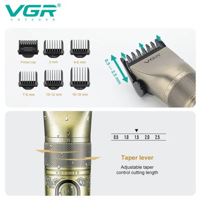 Акумуляторна машинка для стрижки VGR V-659, Машинка для стрижки волосся домашня підстригальна