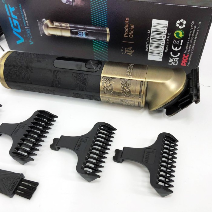 Бездротовий тример для стрижки волосся VGR V-296, Акумуляторна машинка для стрижки волосся з насадками EM-54