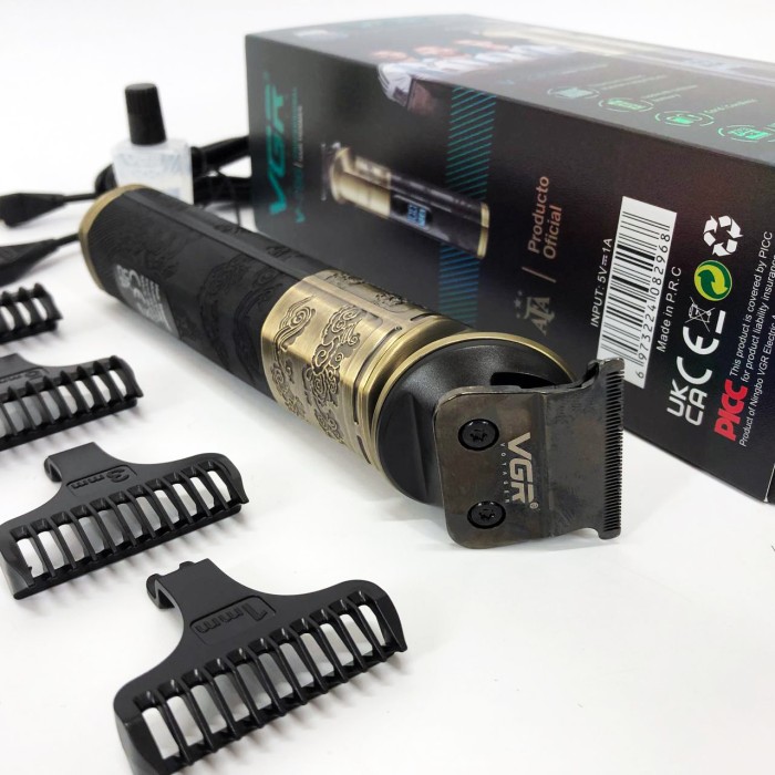 Бездротовий тример для стрижки волосся VGR V-296, Акумуляторна машинка для стрижки волосся з насадками EM-54