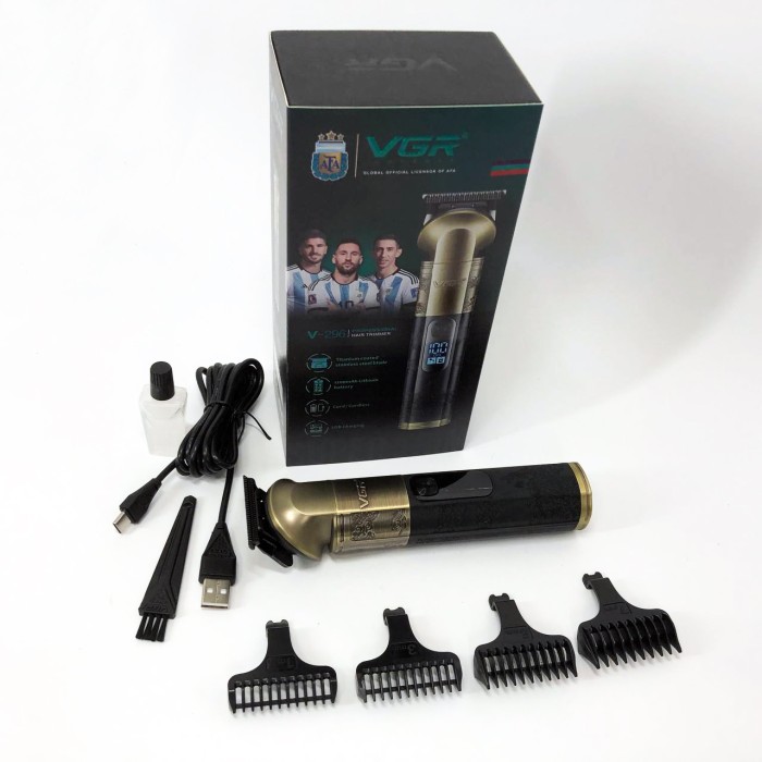Бездротовий тример для стрижки волосся VGR V-296, Акумуляторна машинка для стрижки волосся з насадками EM-54