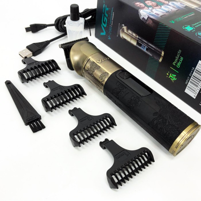 Бездротовий тример для стрижки волосся VGR V-296, Акумуляторна машинка для стрижки волосся з насадками EM-54